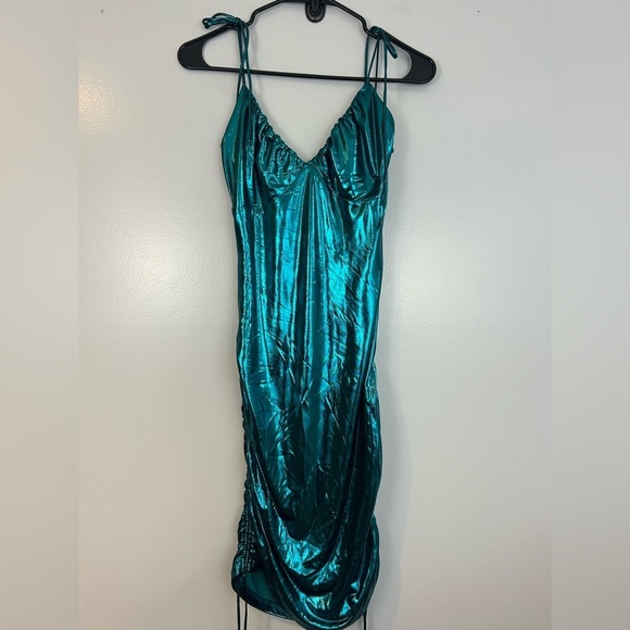 Superdown Manuela Ruched Metallic Mini Dress Size Small - Picture 4 of 13